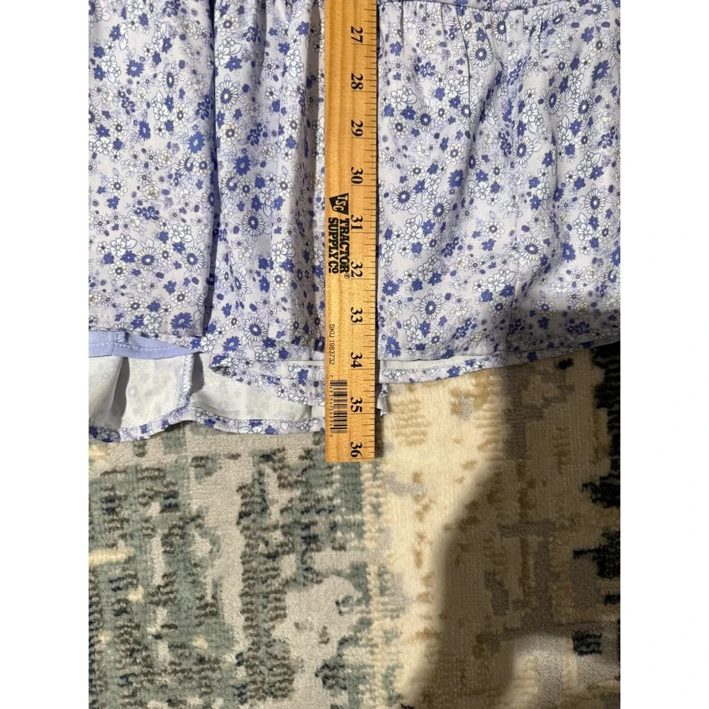 Hyacinth House Blue Floral Ric-Rac Trim Tiered Mini Babydoll Dress Womens XL - Picture 5 of 5